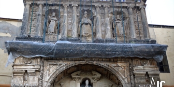 La fachada de la Merced en obras, en una imagen de archivo / Adrián Muñoz