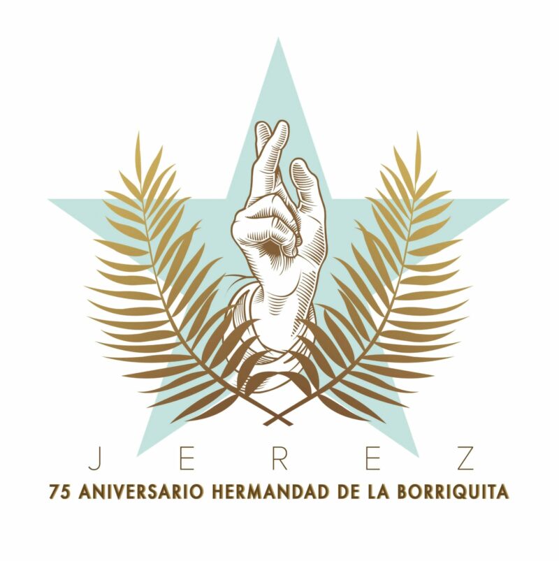 Logotipo conmemorativo del 75 aniversario fundacional de La Borriquita de Jerez de la Frontera